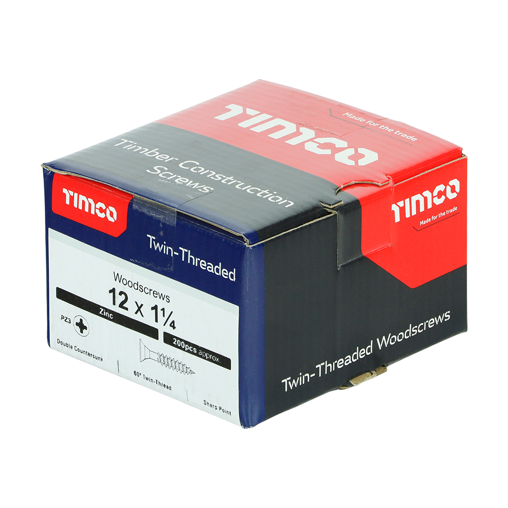Twin Woodscrew PZ3 CSK Zinc - Image 2