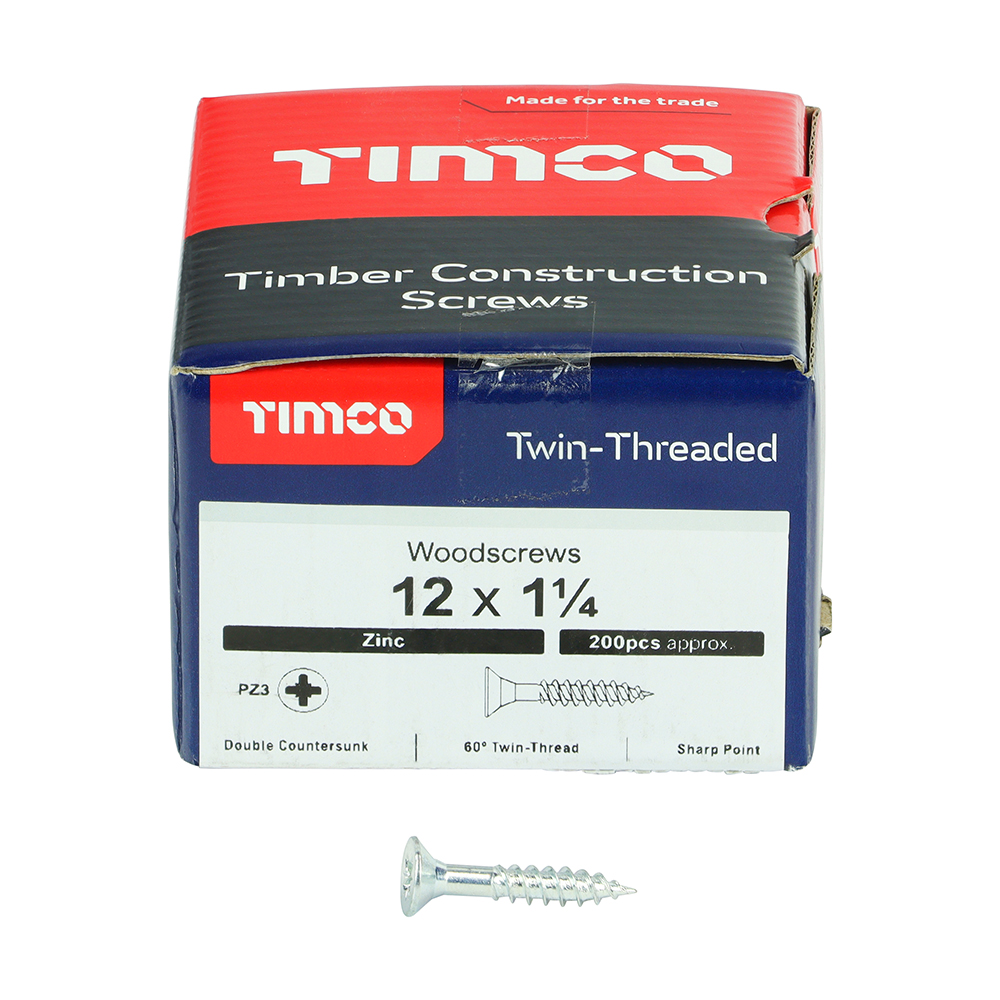Twin Woodscrew PZ3 CSK Zinc - Image 3