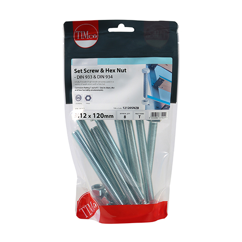 Set Screw & Hex Nut - BZP - Image 2
