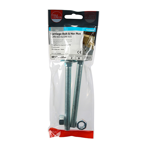 Carriage Bolt & Hex Nut - BZP - Image 2