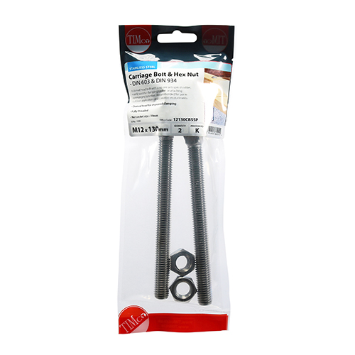 Carriage Bolt & Hex Nut -A2 SS - Image 2