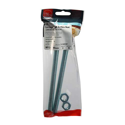 Carriage Bolt & Hex Nut - BZP - Image 2