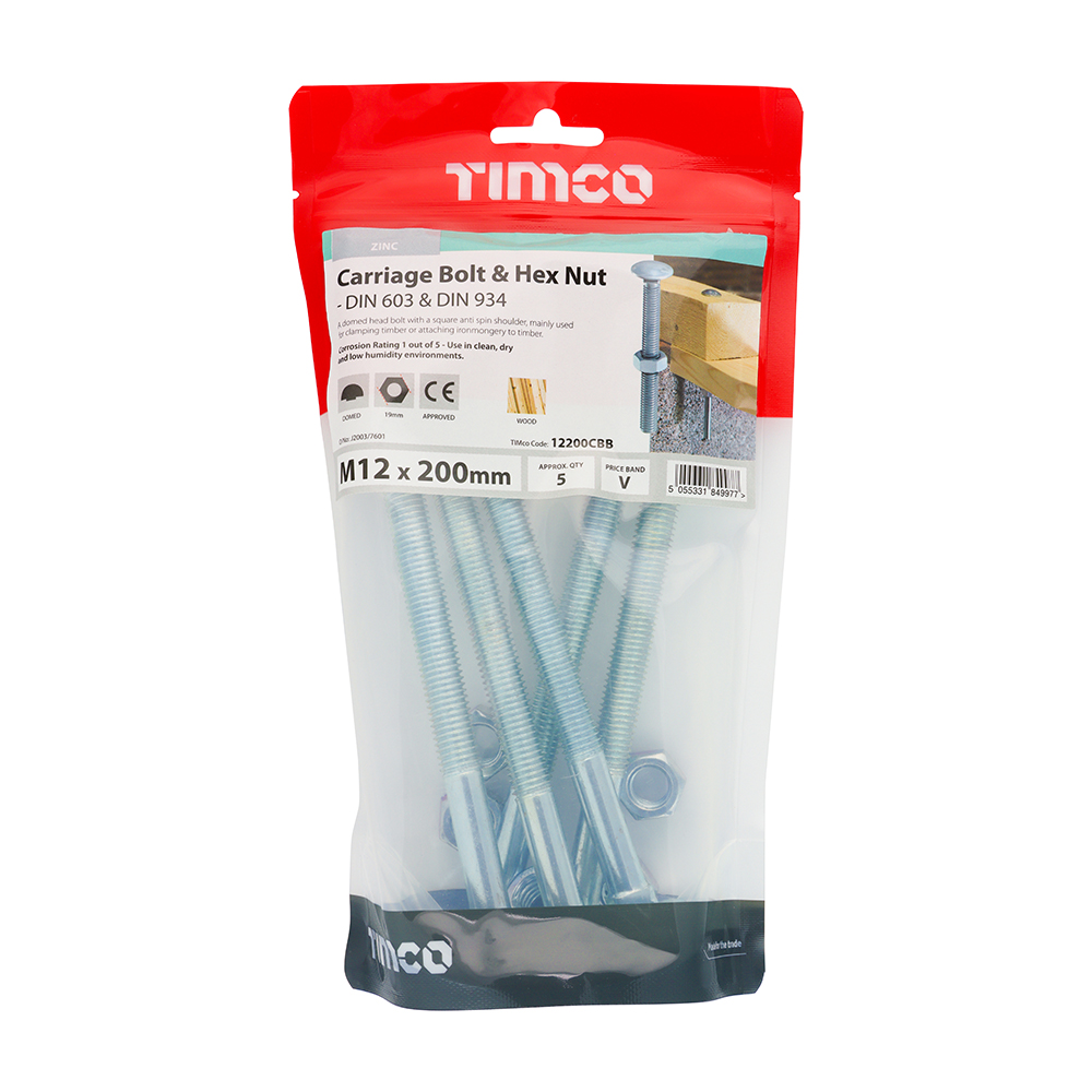 Carriage Bolt & Hex Nut - BZP - Image 2