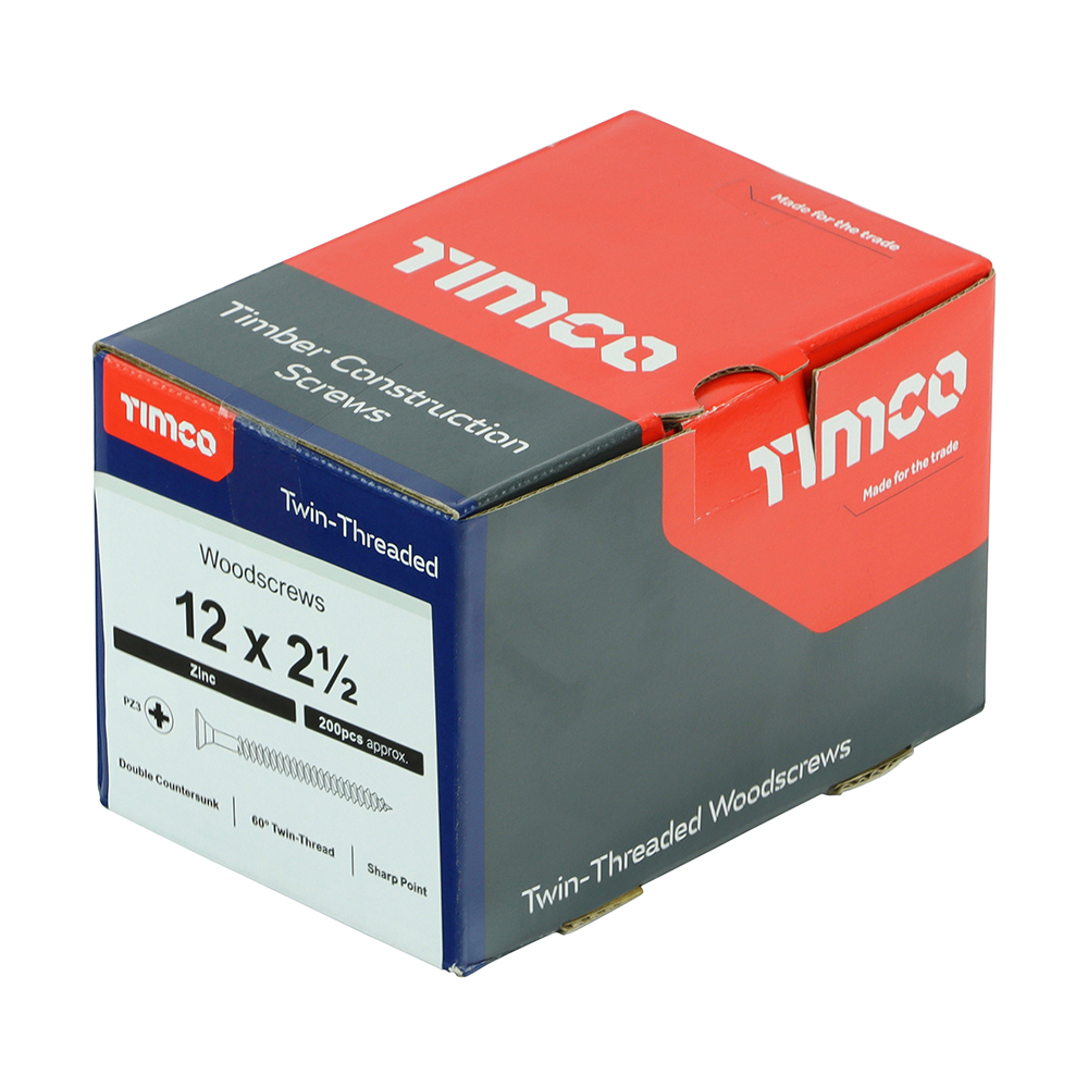 Twin Woodscrew PZ3 CSK Zinc - Image 2