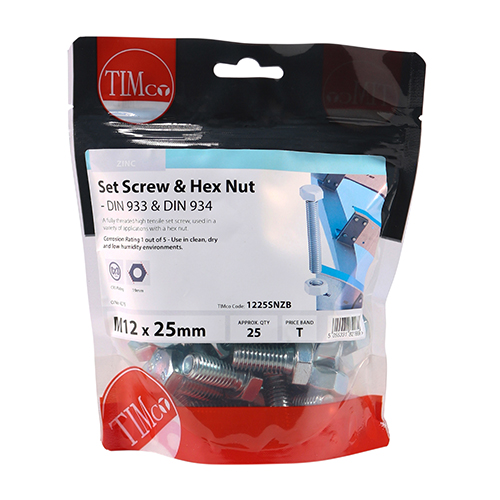 Set Screw & Hex Nut - BZP - Image 2