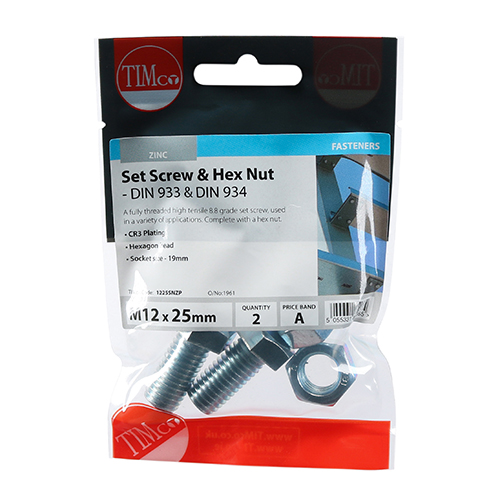 Set Screw & Hex Nut - BZP - Image 2