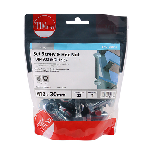 Set Screw & Hex Nut - BZP - Image 2