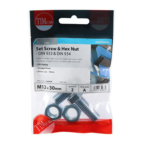 Set Screw & Hex Nut - BZP - Image 2