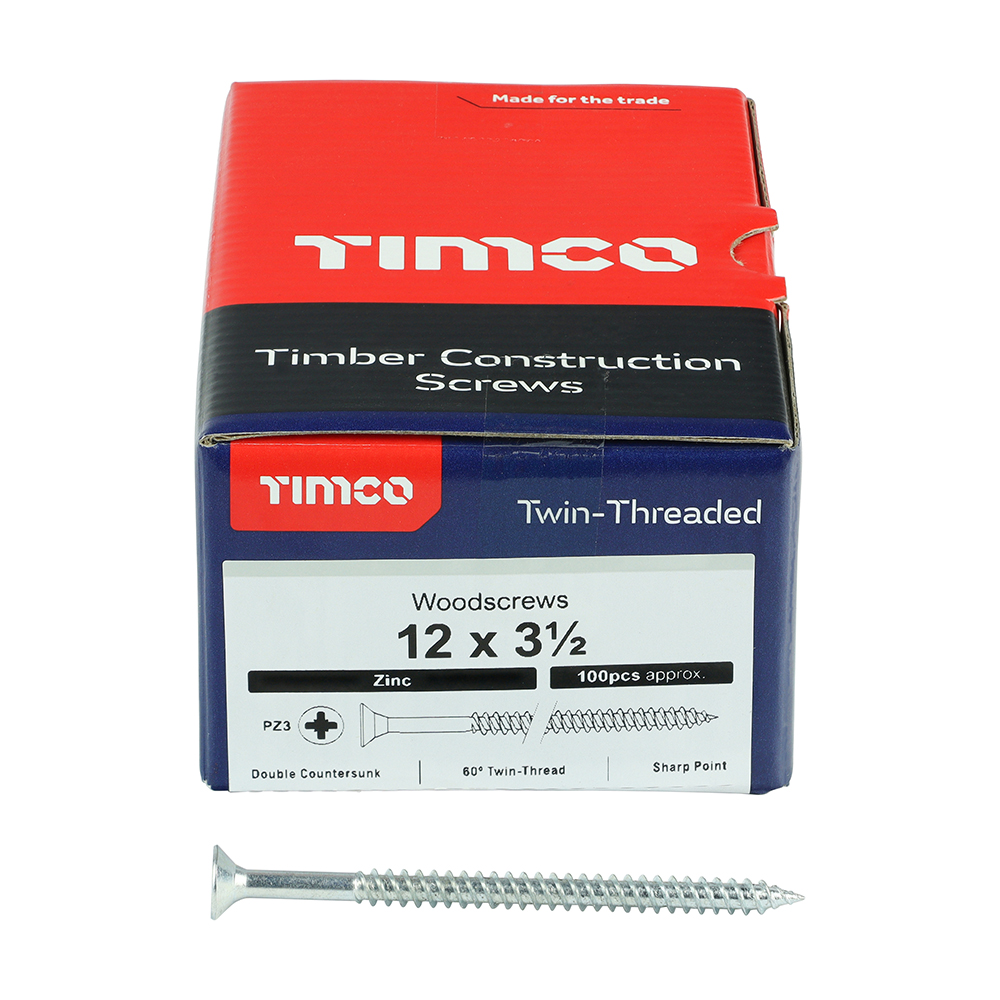 Twin Woodscrew PZ3 CSK Zinc - Image 3
