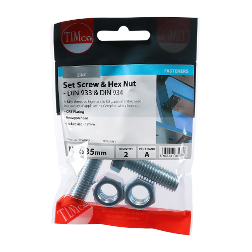 Set Screw & Hex Nut - BZP - Image 2