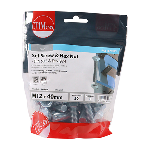 Set Screw & Hex Nut - BZP - Image 2