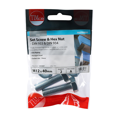 Set Screw & Hex Nut - BZP - Image 2