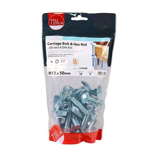 Carriage Bolt & Hex Nut - BZP - Image 2