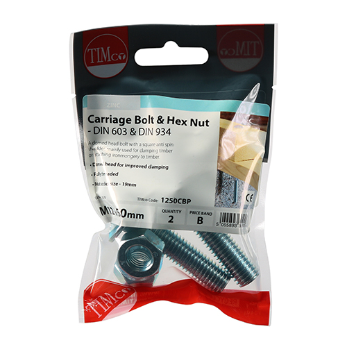 Carriage Bolt & Hex Nut - BZP - Image 2