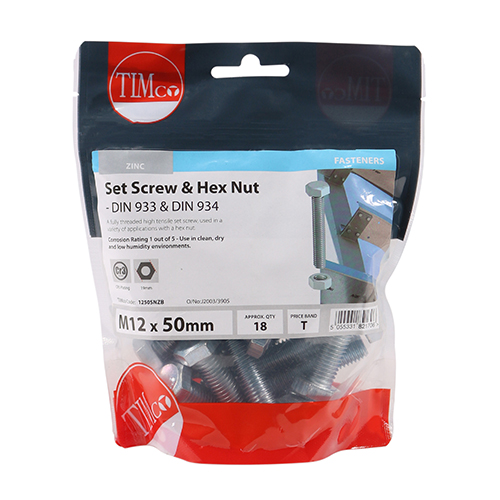 Set Screw & Hex Nut - BZP - Image 2