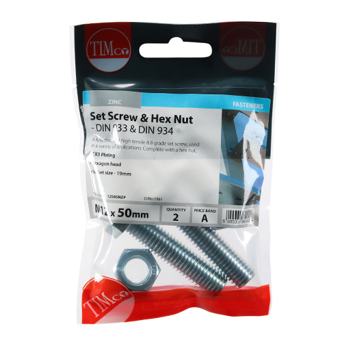 Set Screw & Hex Nut - BZP - Image 2