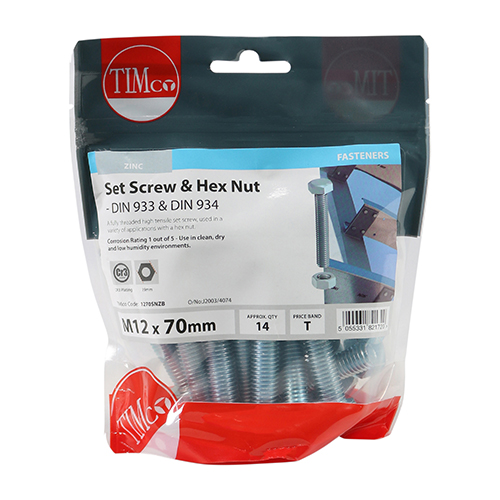 Set Screw & Hex Nut - BZP - Image 2