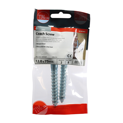 Coach Screw DIN 571 - BZP - Image 2
