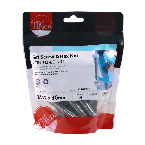 Set Screw & Hex Nut - BZP - Image 2