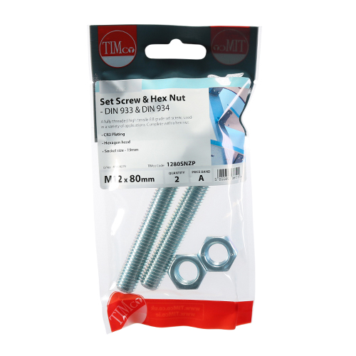 Set Screw & Hex Nut - BZP - Image 2