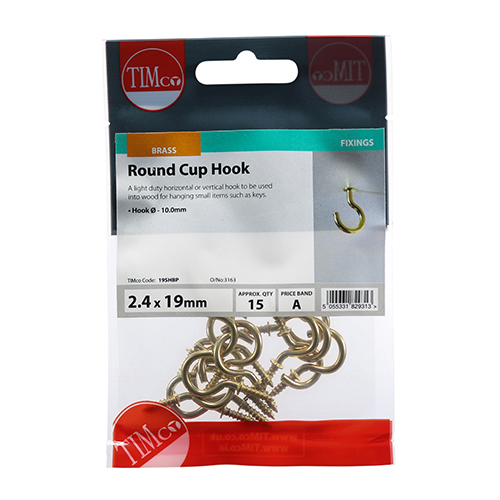 Round Cup Hook - E/Brass - Image 2