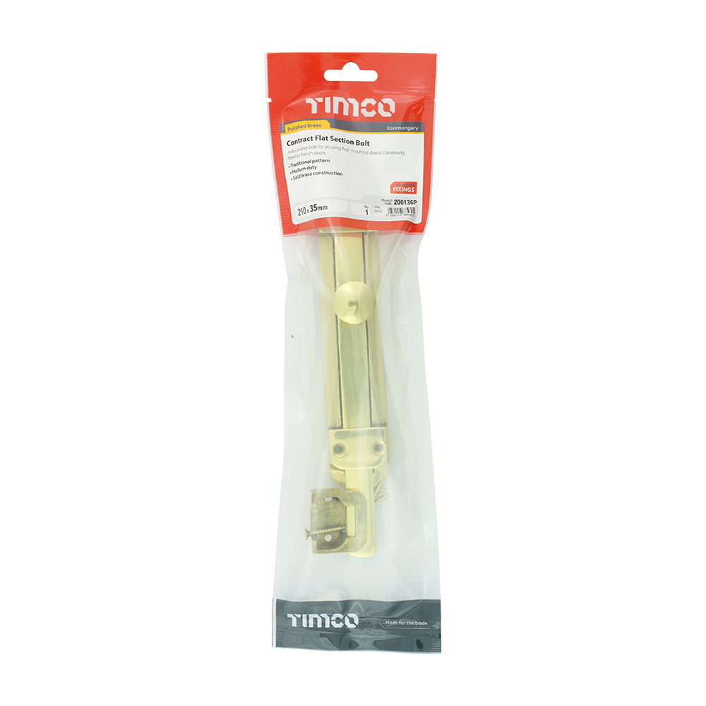 Flat Section Bolt Pol. Brass - Image 2