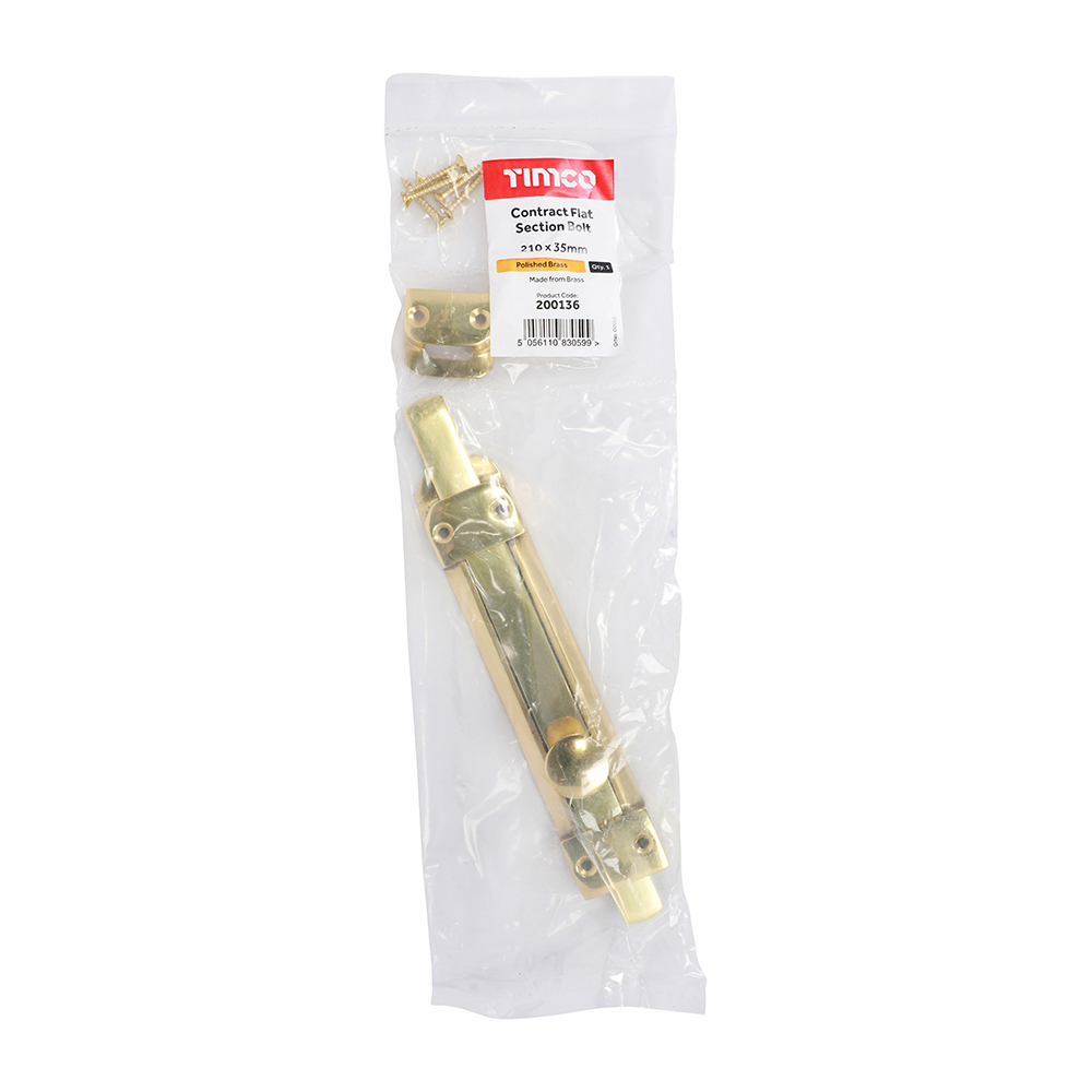 Flat Section Bolt Pol. Brass - Image 2