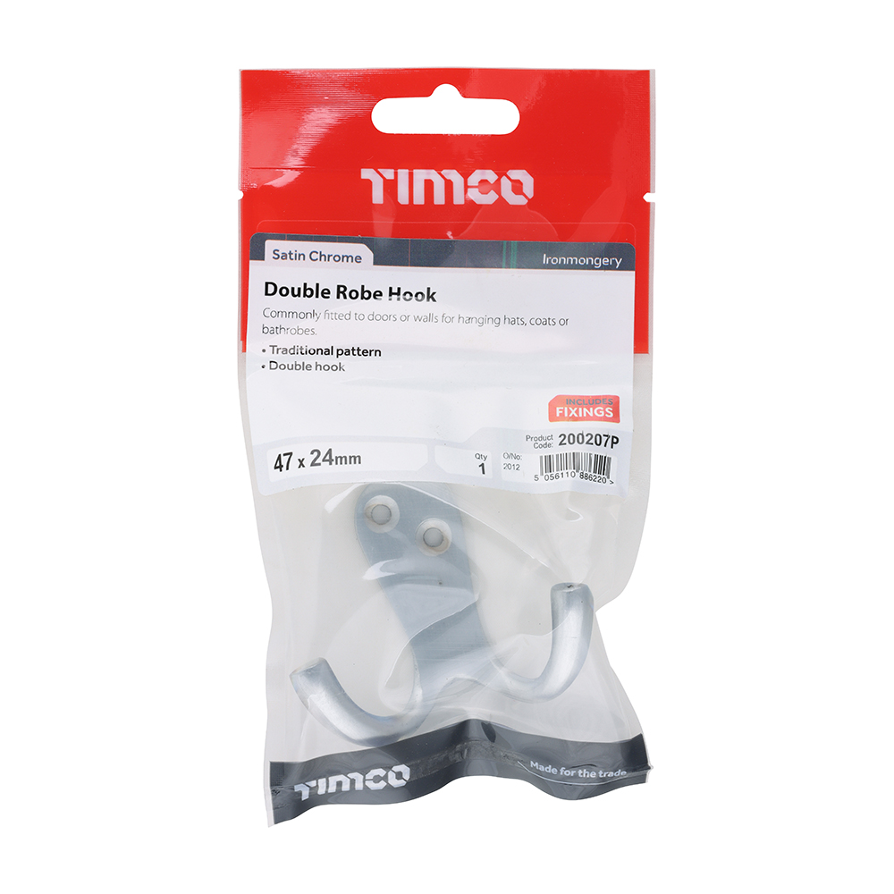 Double Robe Hook Sat. Chrome - Image 2