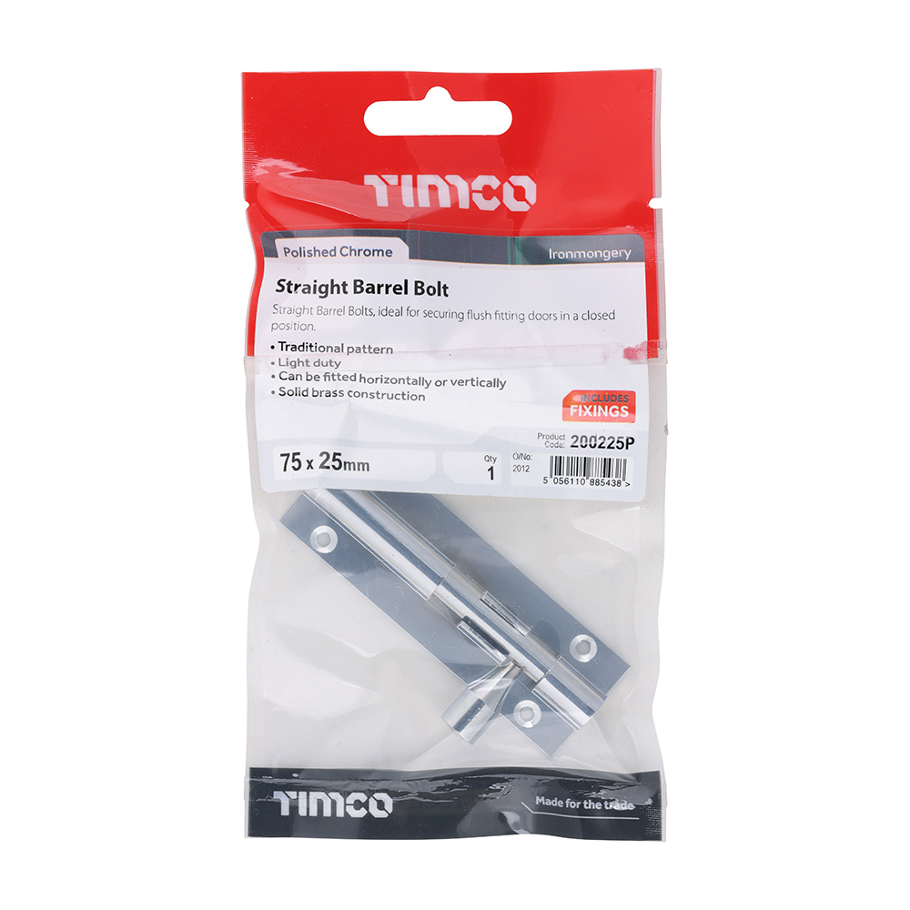 Str. Barrel Bolt Pol. Chrome - Image 2