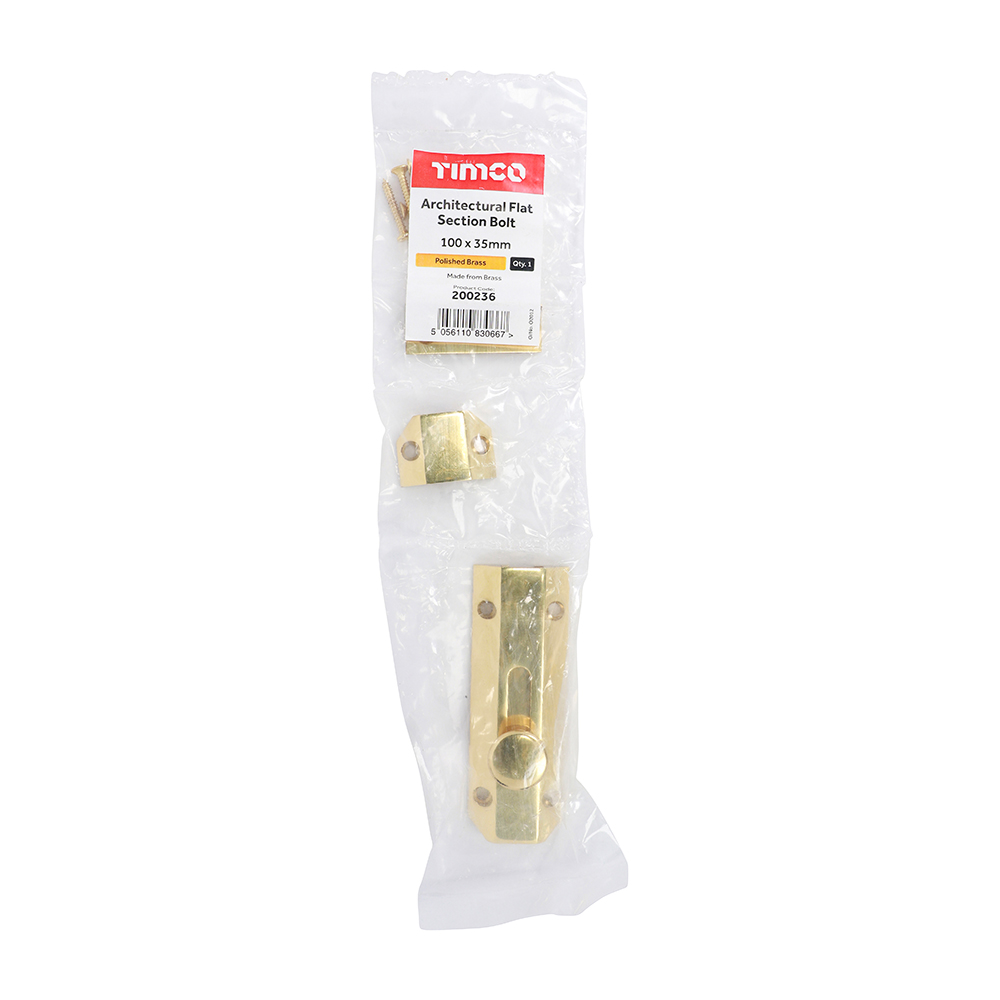 Arch Flat Sec Bolt Pol. Brass - Image 2