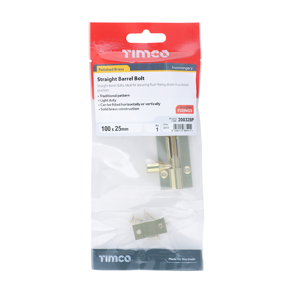 Str. Barrel Bolt Pol. Brass - Image 2
