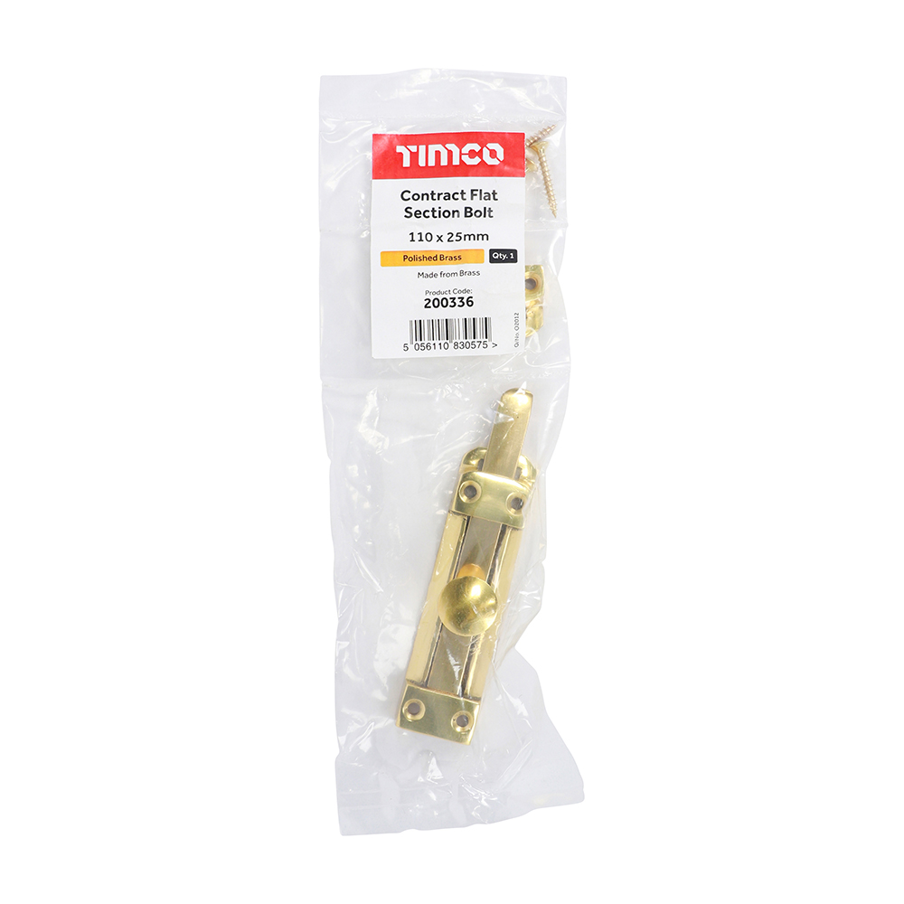 Flat Section Bolt Pol. Brass - Image 2
