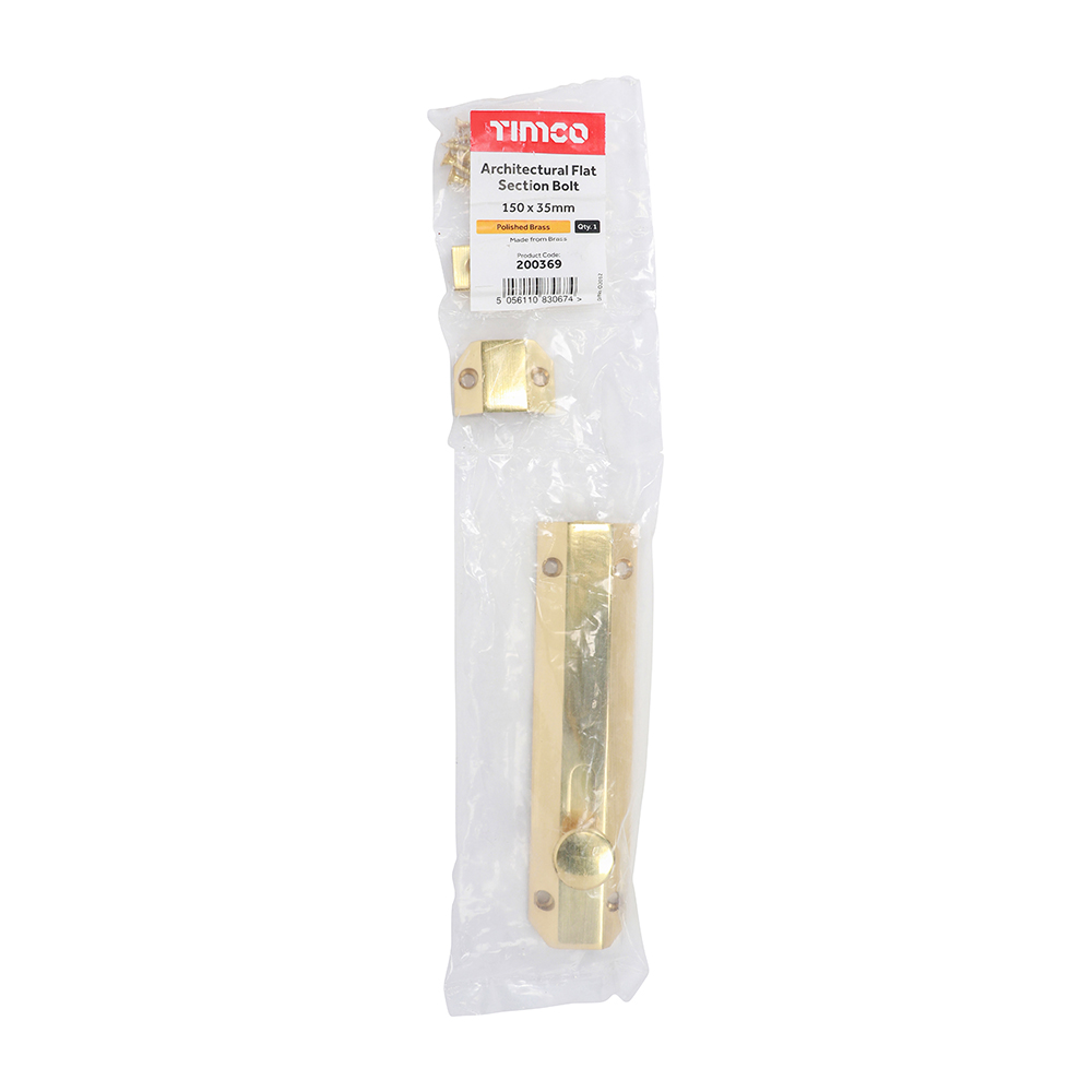 Arch Flat Sec Bolt Pol. Brass - Image 2