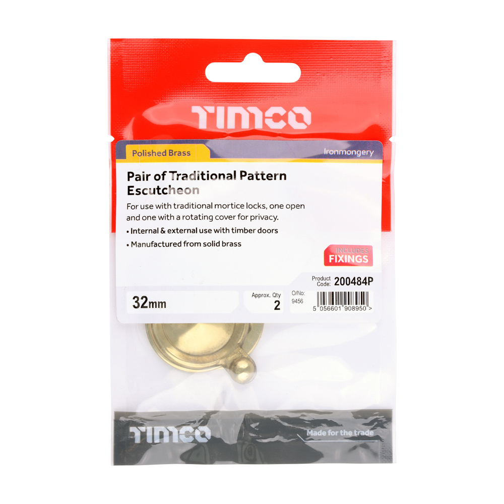Traditional Escutcheon Pair PB - Image 2