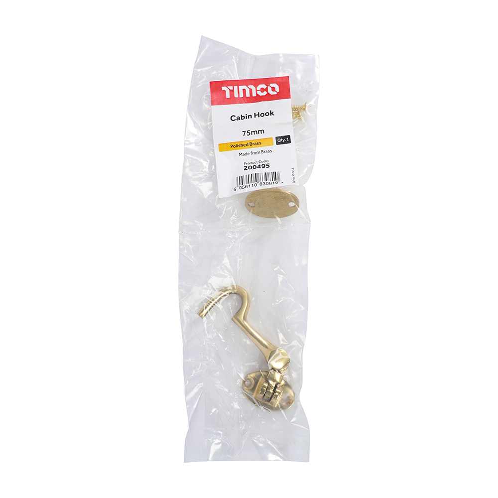 Cabin Hook Pol. Brass - Image 2