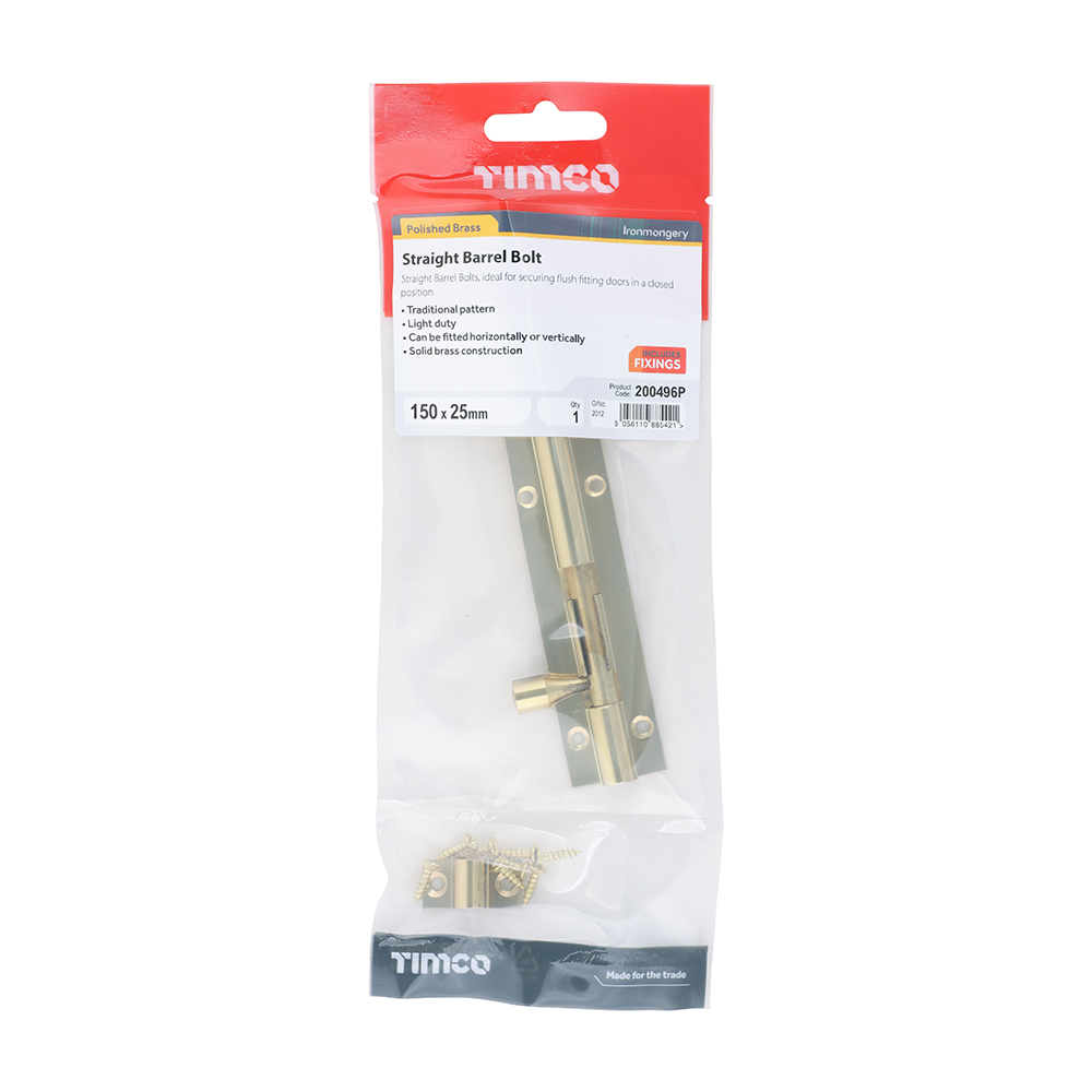 Str. Barrel Bolt Pol. Brass - Image 2