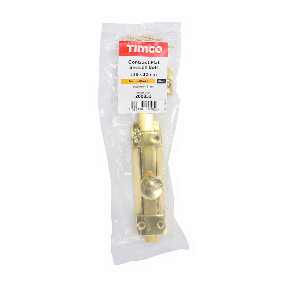 Flat Section Bolt Pol. Brass - Image 2