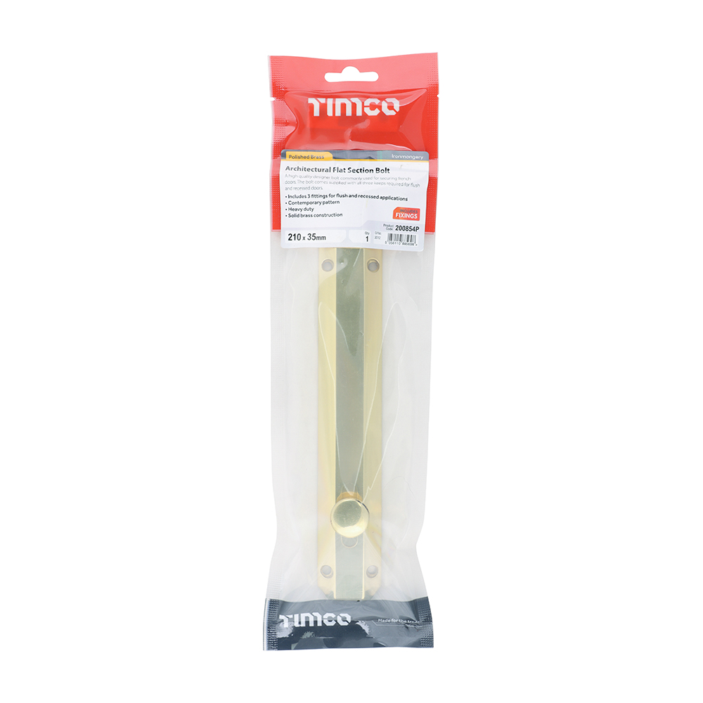 Arch Flat Sec Bolt Pol. Brass - Image 2