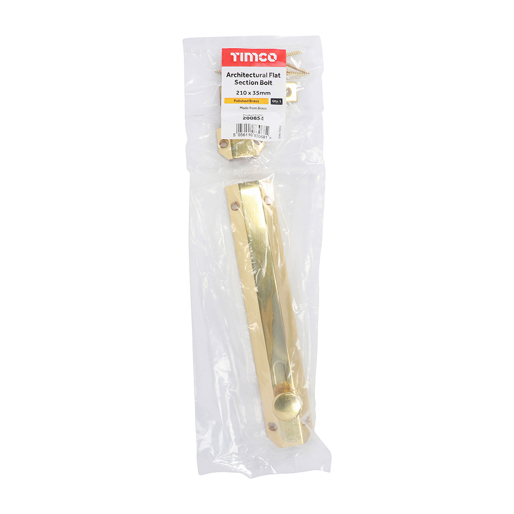 Arch Flat Sec Bolt Pol. Brass - Image 2