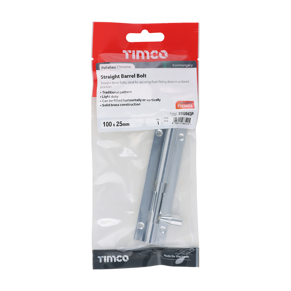 Str. Barrel Bolt Pol. Chrome - Image 2