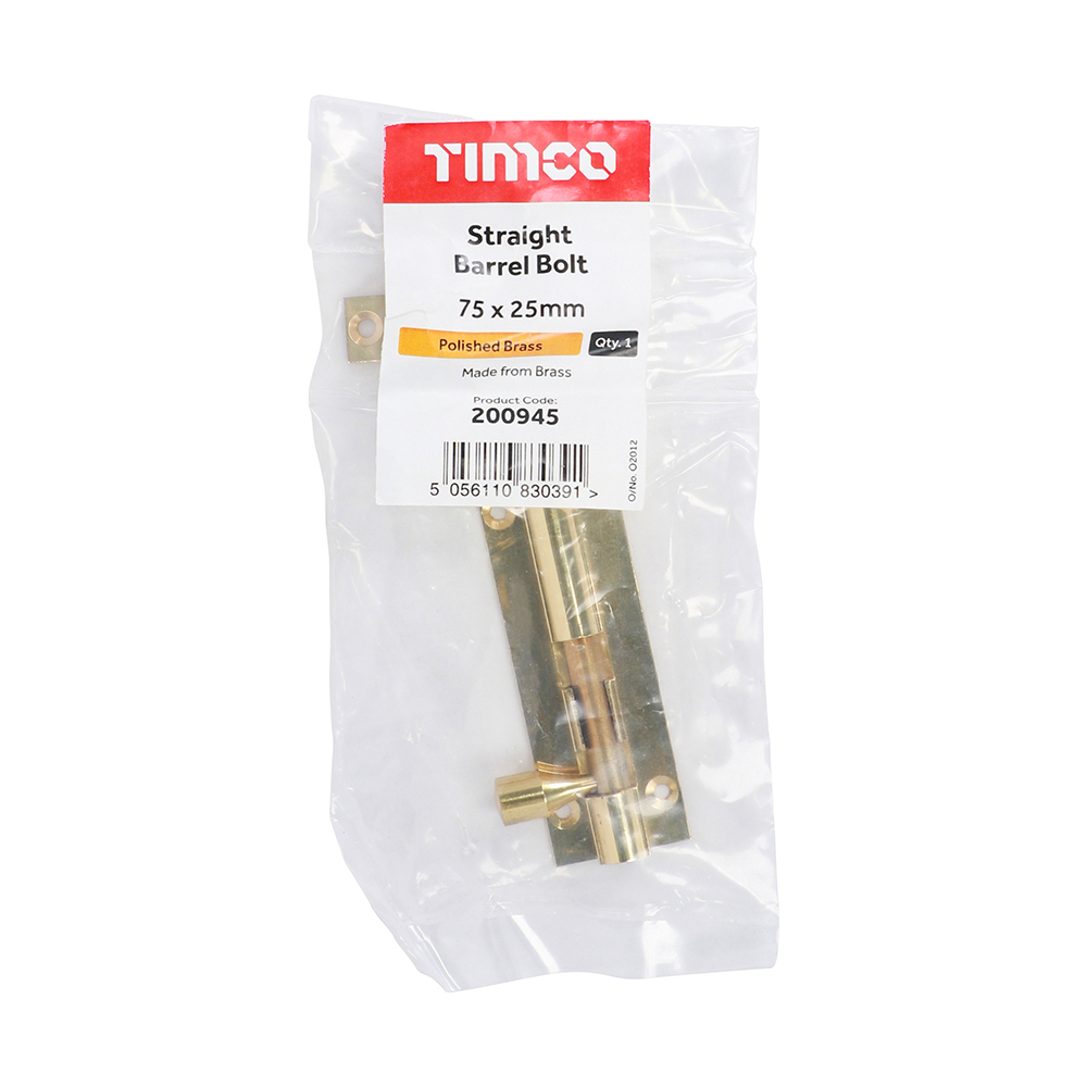Str. Barrel Bolt Pol. Brass - Image 2