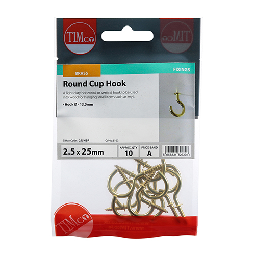 Round Cup Hook - E/Brass - Image 2