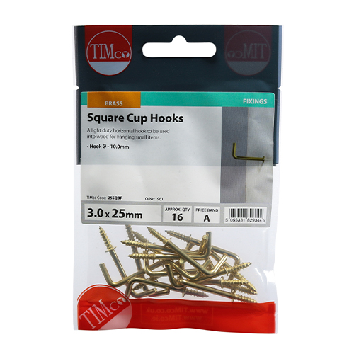 Square Cup Hooks - E/Brass - Image 2