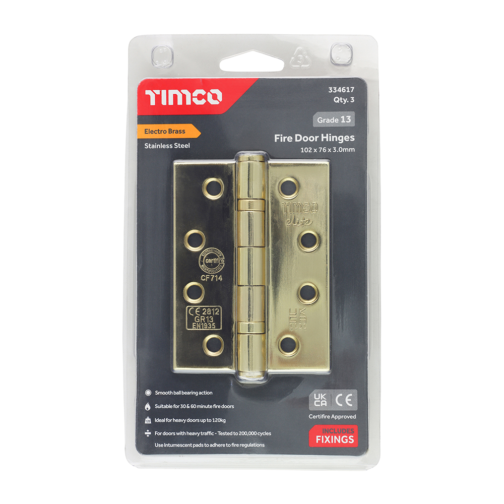 13 Fire Door Hinge E/Brass SS - Image 2