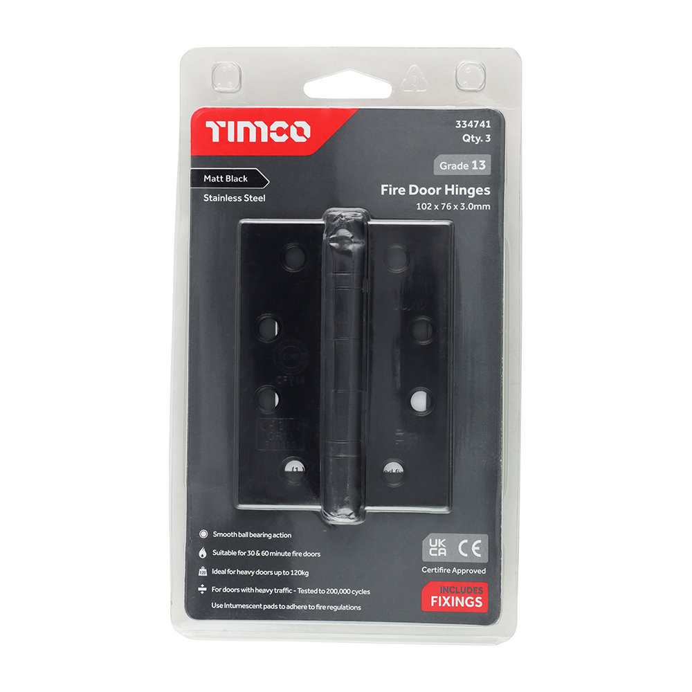 13 Fire Door Hinge Matt BLK SS - Image 2