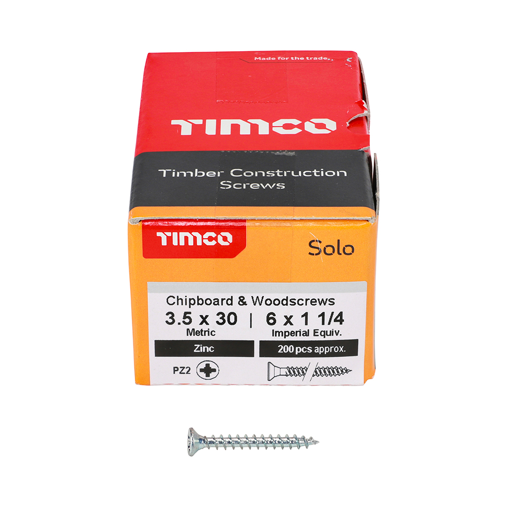 Solo Woodscrew PZ2 CSK Zinc - Image 3