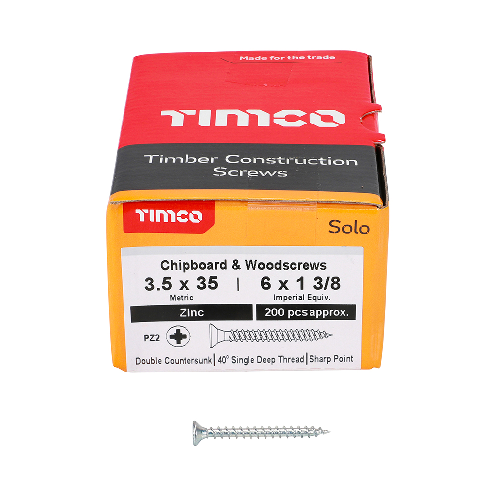 Solo Woodscrew PZ2 CSK Zinc - Image 3