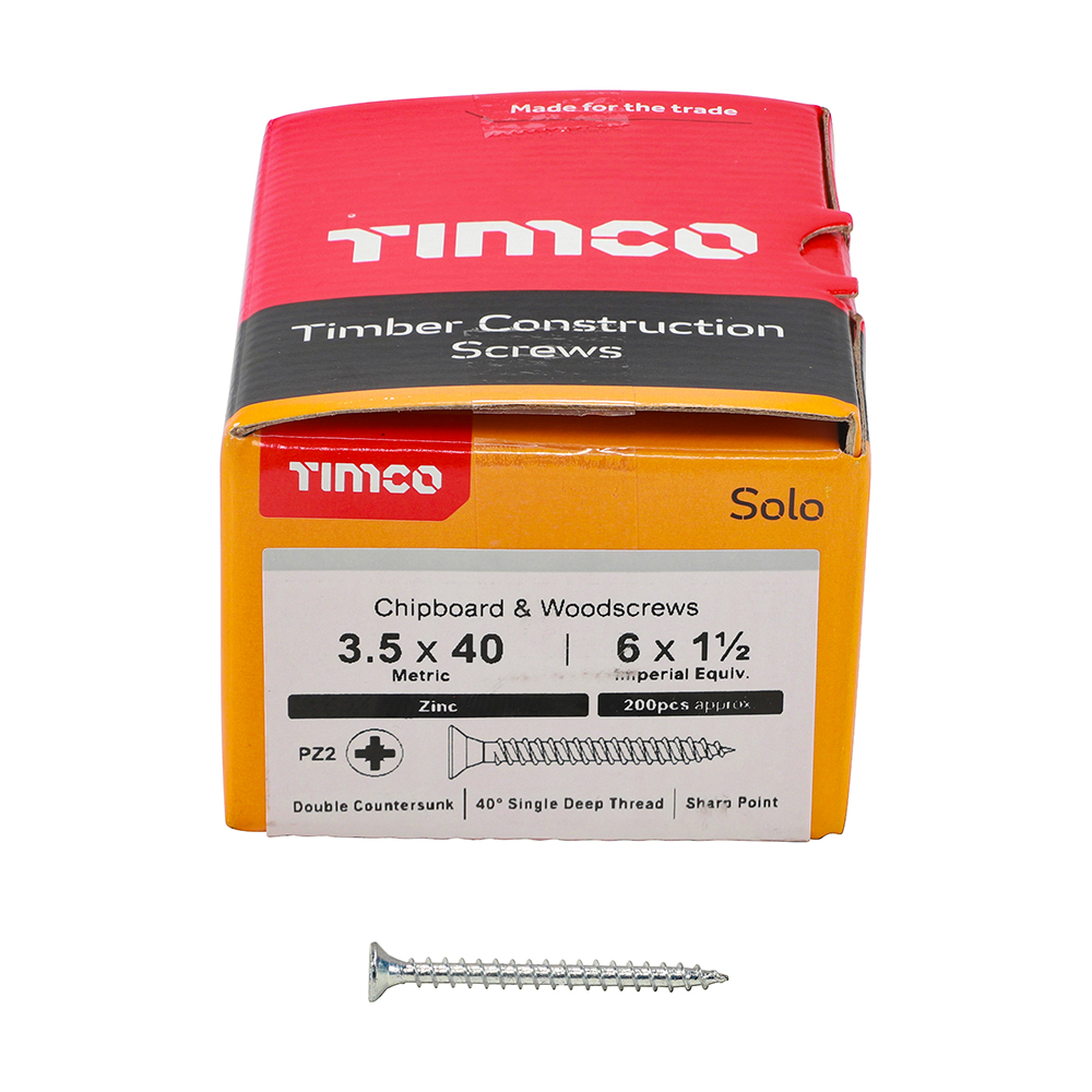 Solo Woodscrew PZ2 CSK Zinc - Image 3