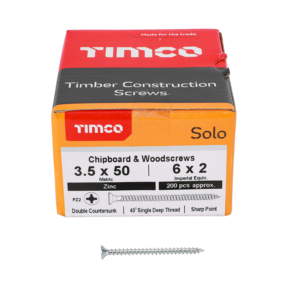 Solo Woodscrew PZ2 CSK Zinc - Image 3