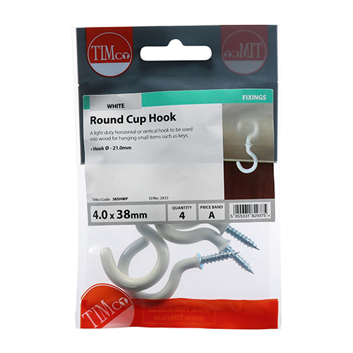 Round Cup Hook - White - Image 2
